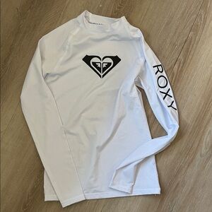 Roxy White and Black Logo Rash Guard
